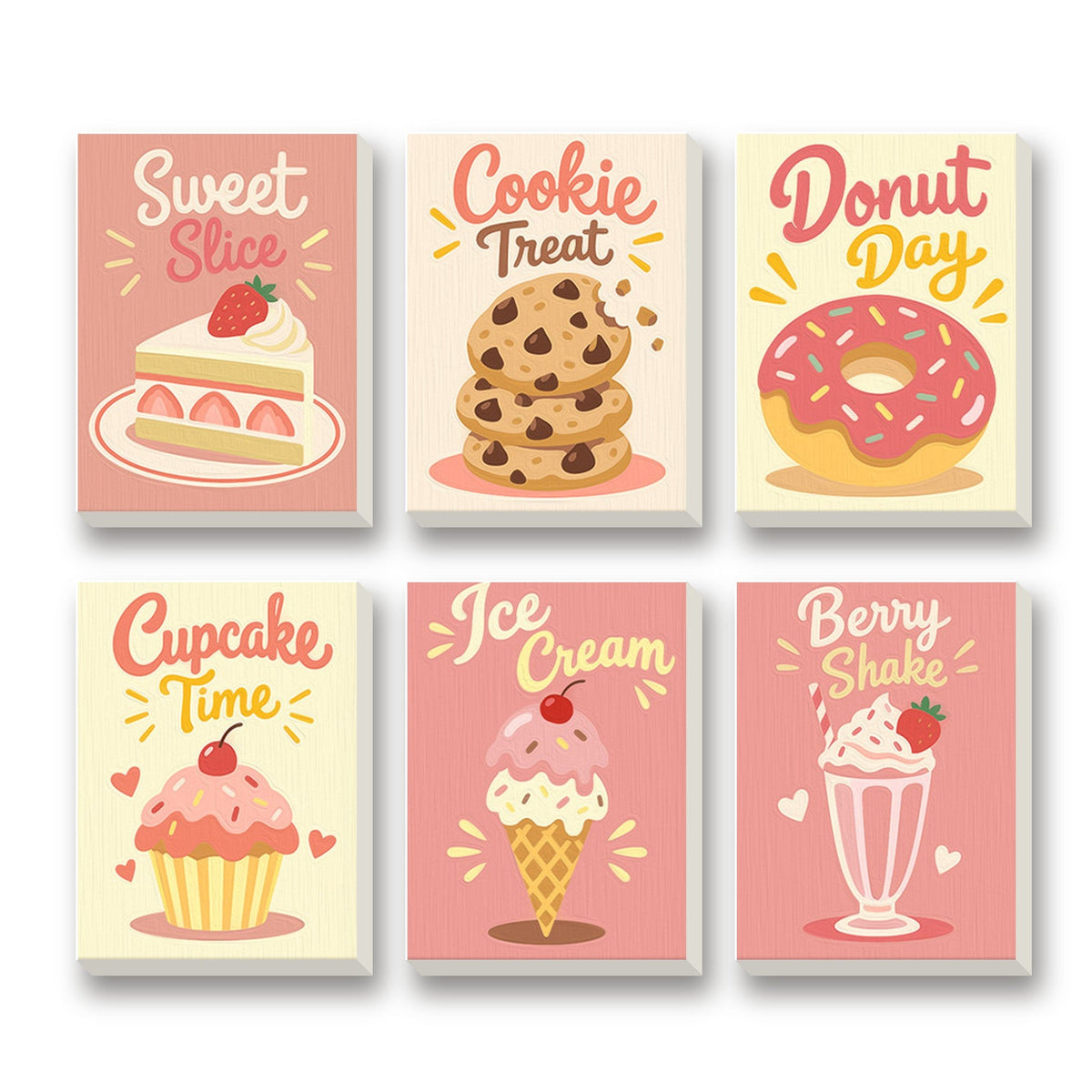 Sweet Bakery – set of 6 mini paint by numbers canvases