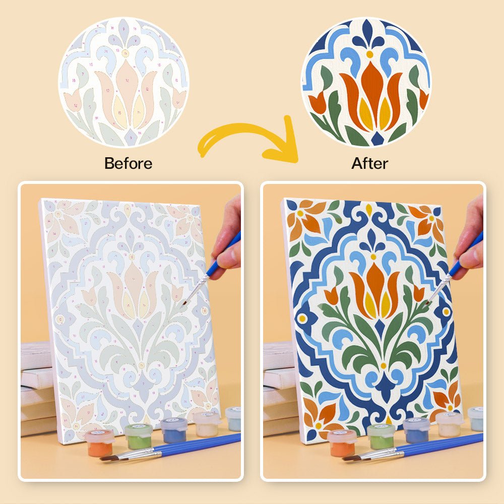 Before and after painting by numbers