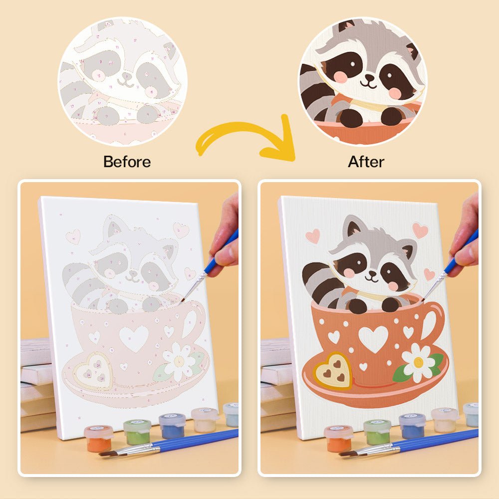 Before and after painting by numbers