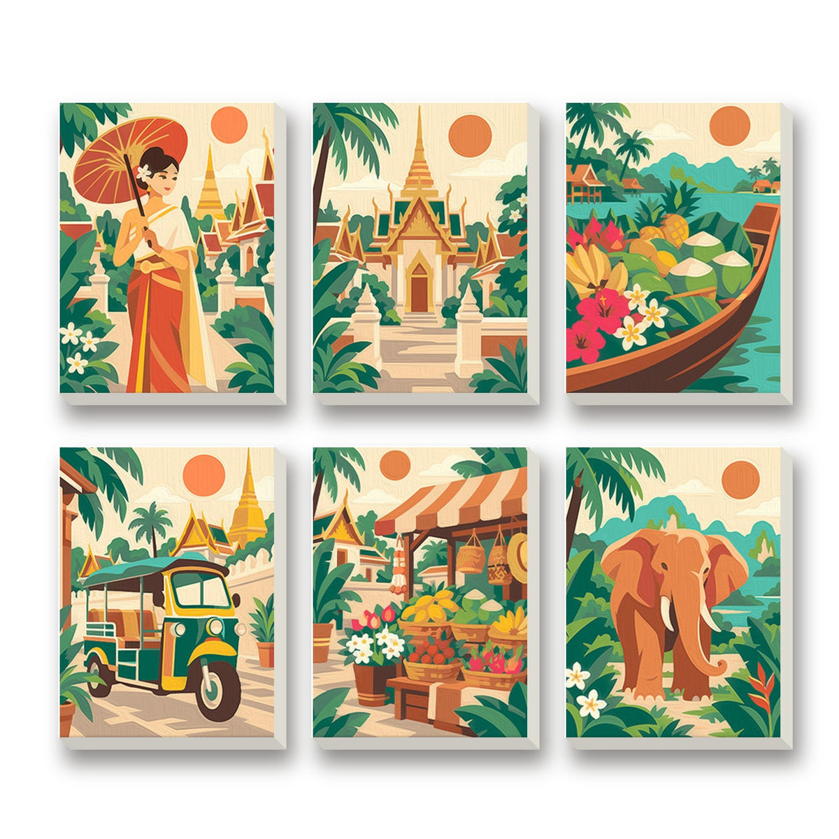 Thailand Escape – set of 6 mini paint by numbers canvases