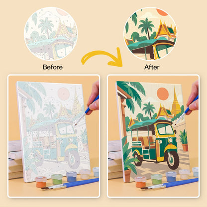 Before and after painting by numbers