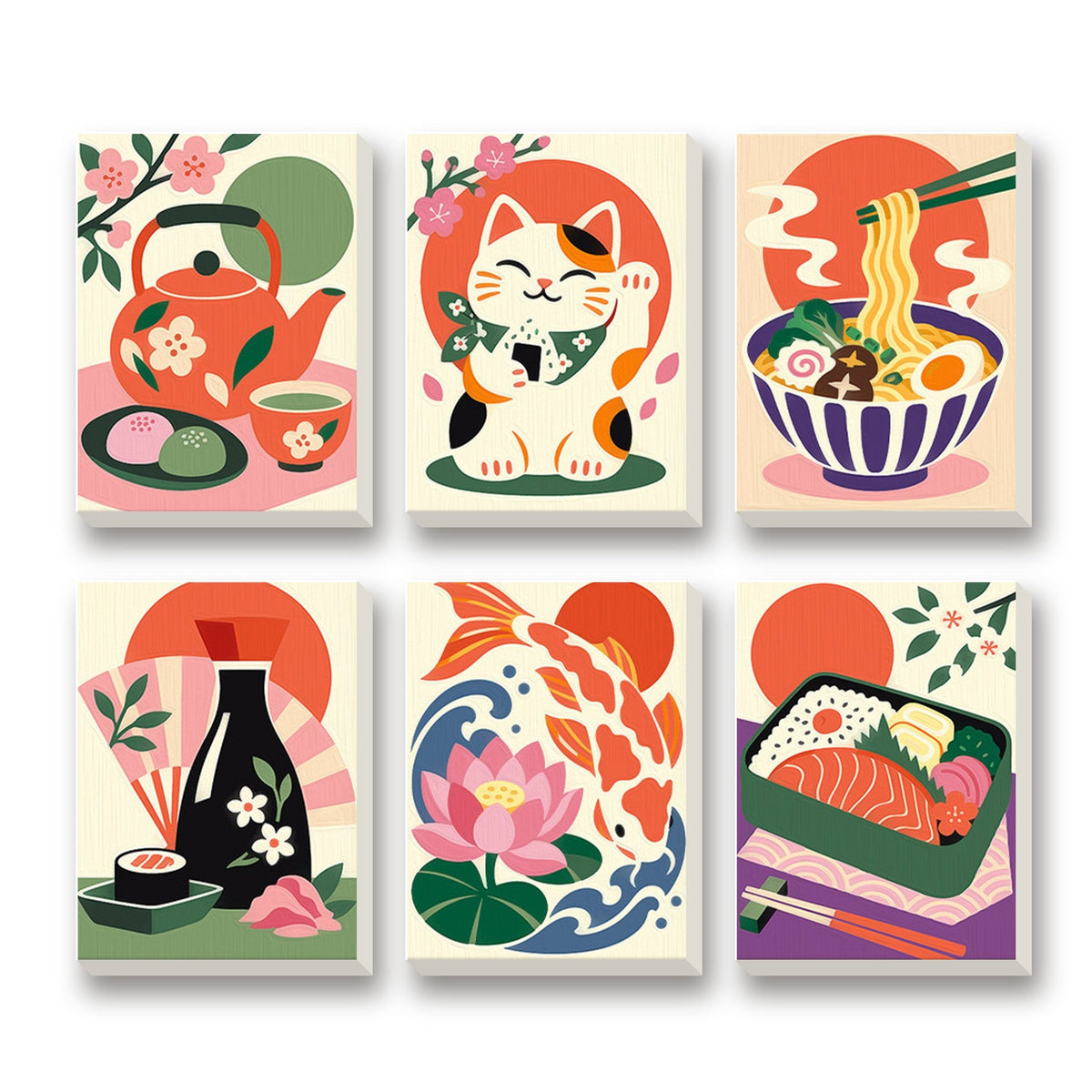 Tokyo Treats – set of 6 mini paint by numbers canvases