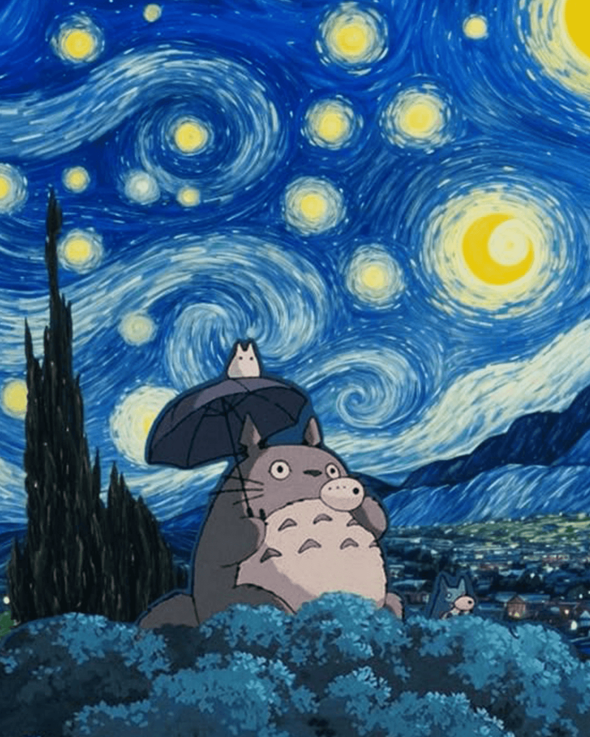 Totoro Starry Night Influence - Anime - Judy Paint