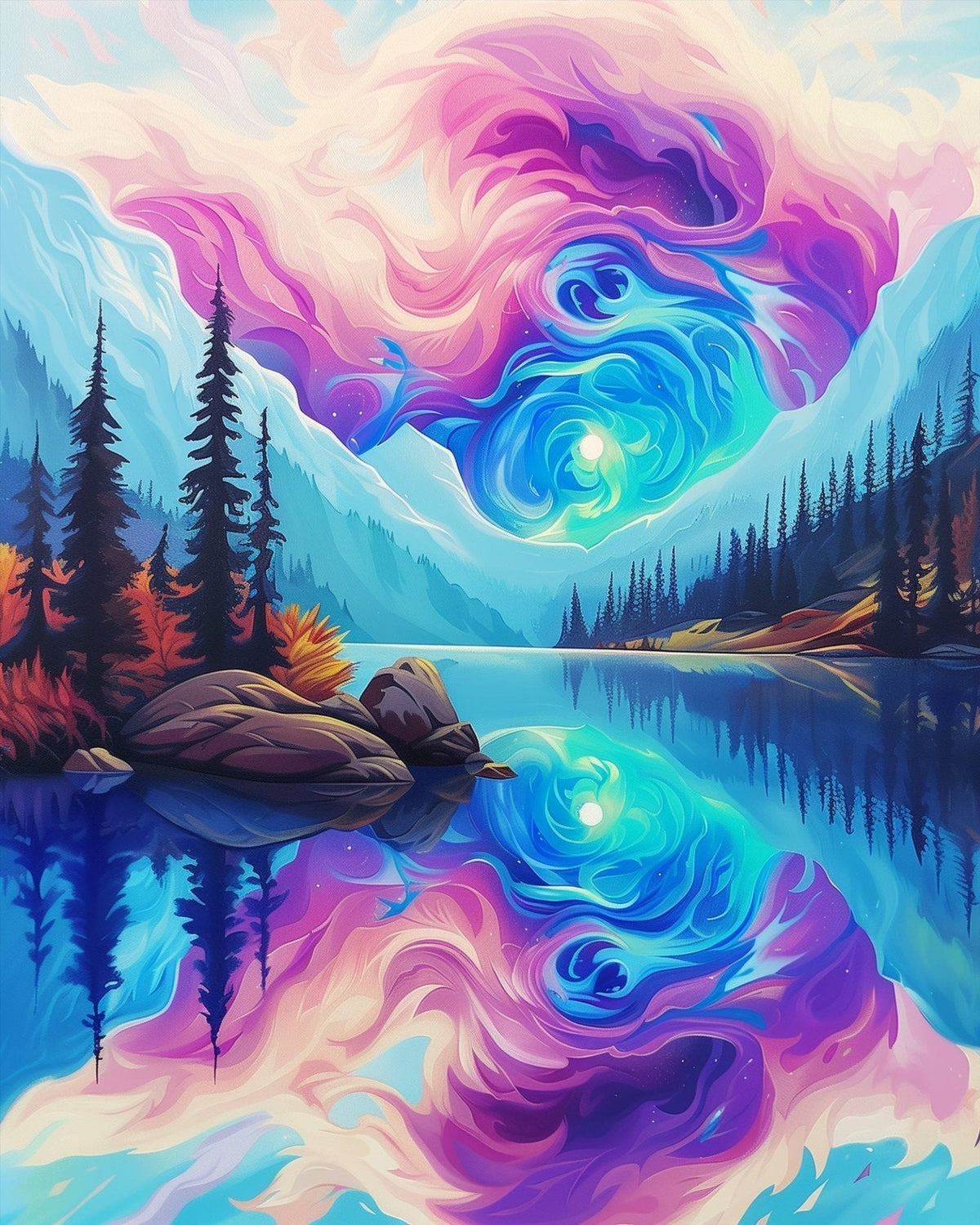 Tranquil Lake Reflection - Meditation - Judy Paint