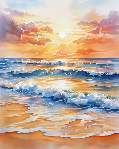 Tranquil Ocean Sunset - Sea Landscape - Judy Paint