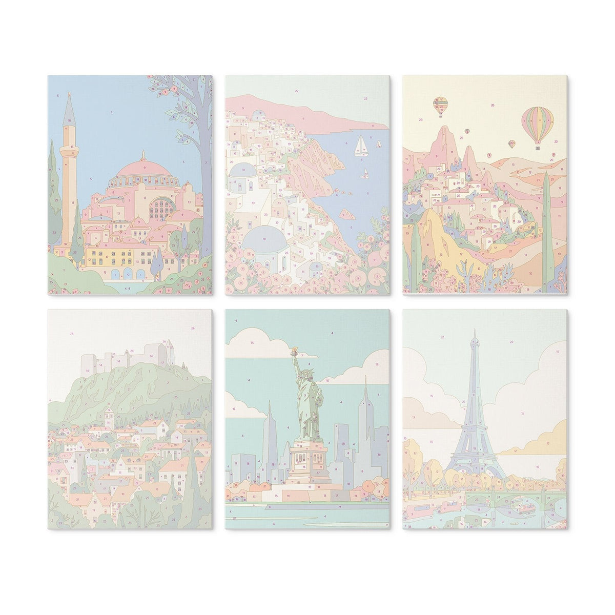 Travel Views – Set of 6 Mini Paintings - Judy Paint