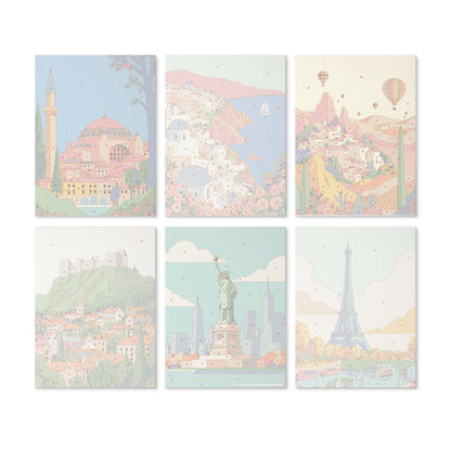 Travel Views – Set of 6 Mini Paintings - Judy Paint