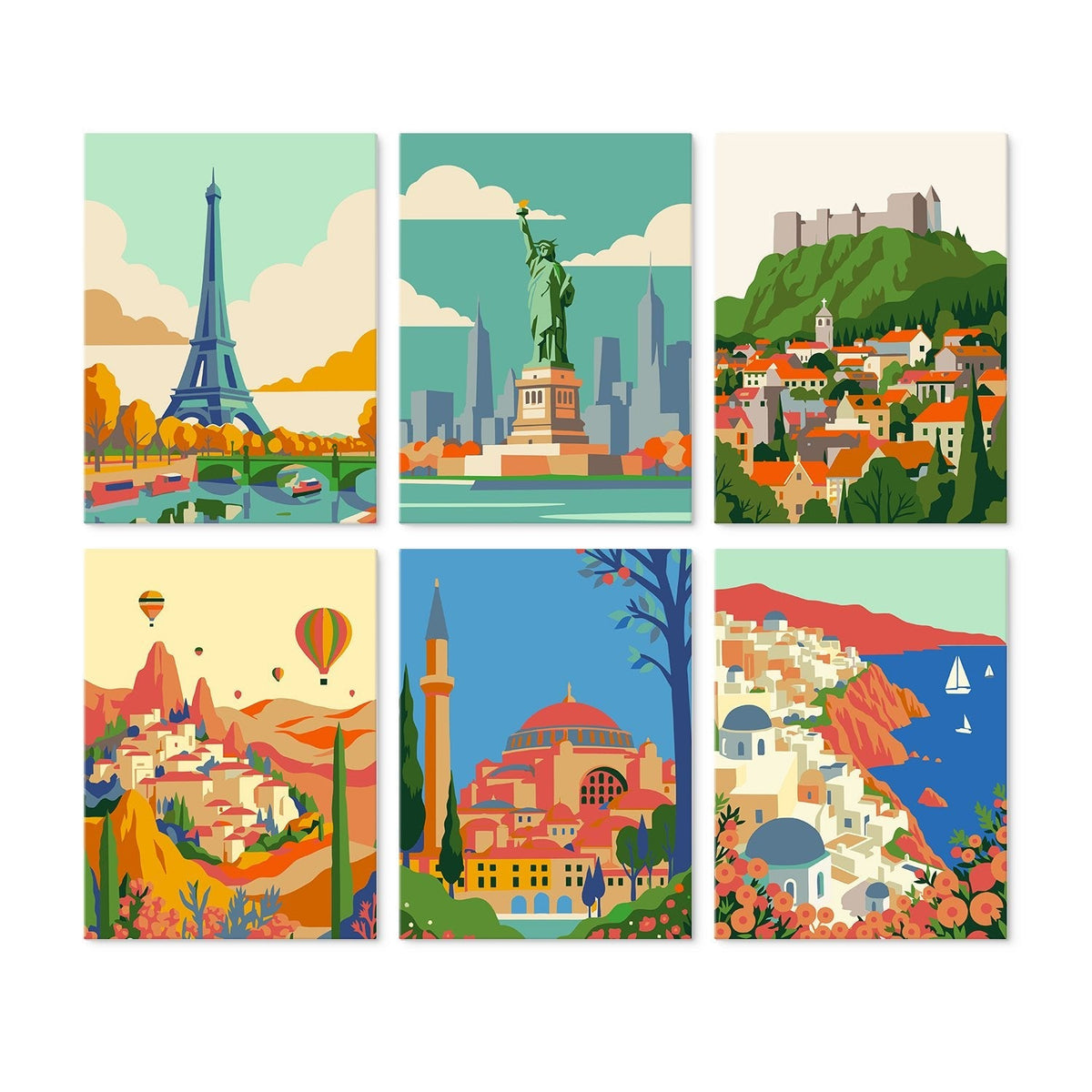 Travel Views – Set of 6 Mini Paintings - Judy Paint