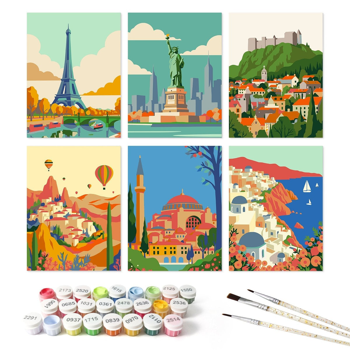 Travel Views – Set of 6 Mini Paintings - Judy Paint