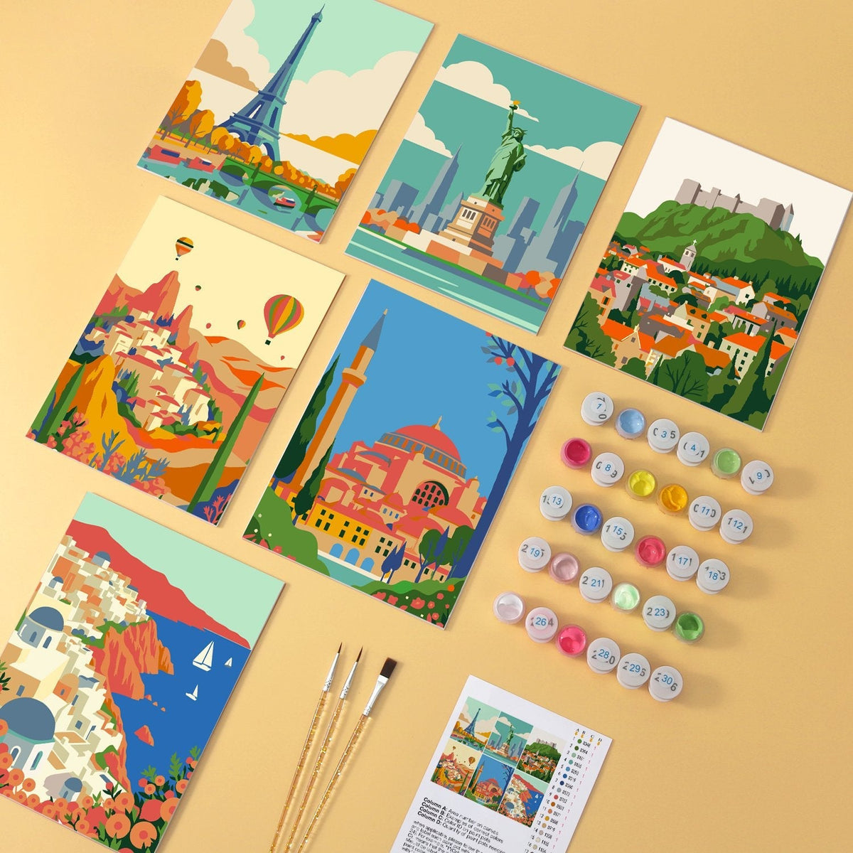 Travel Views – Set of 6 Mini Paintings - Judy Paint