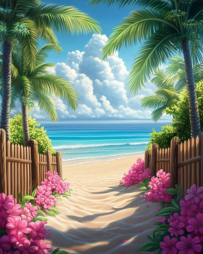 Tropical Beach Pathway - Sea Landscape - Judy Paint