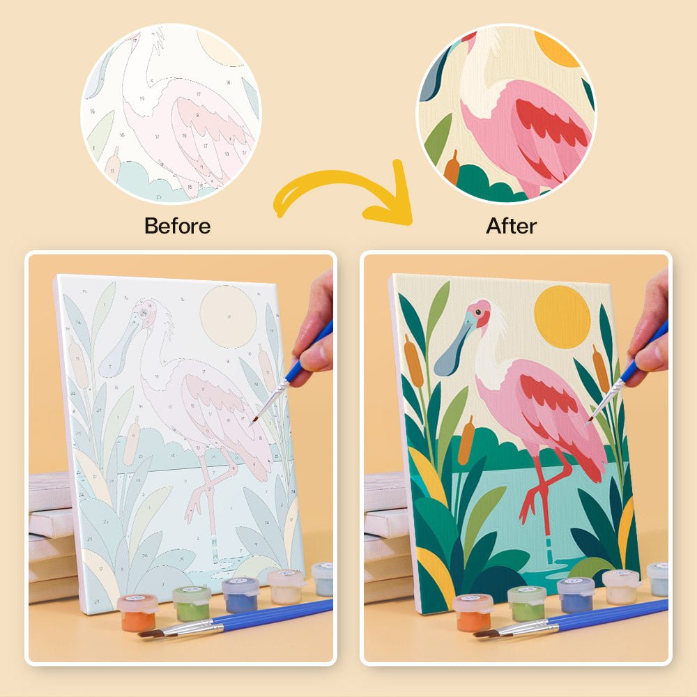 Before and after painting by numbers