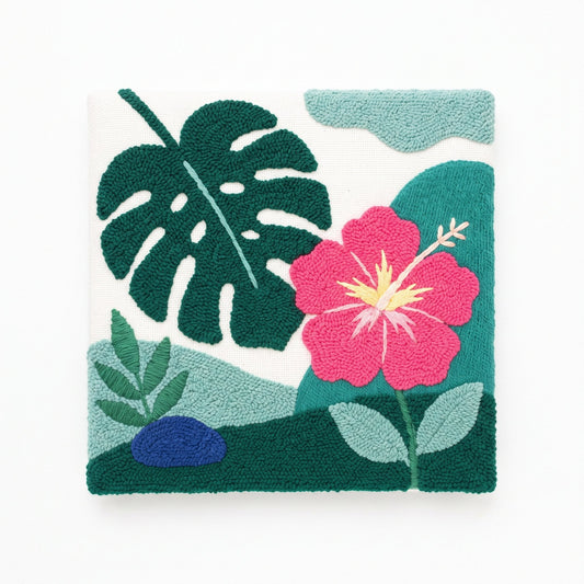 Tropical Monstera & Hibiscus - Square Edition - Judy Paint