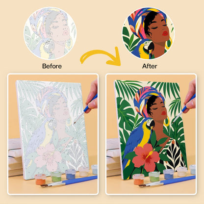 Before and after painting by numbers