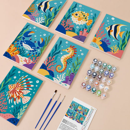 Everything in the Tropical Reef Fish mini painting kit