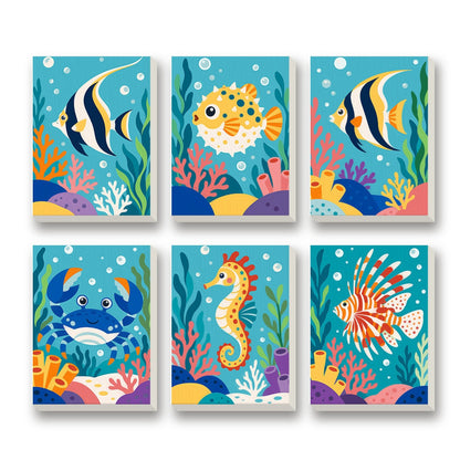 Tropical Reef Fish – set of 6 mini paint by numbers canvases