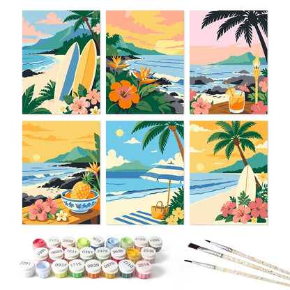 Tropical Shores – Set of 6 Mini Paintings - Judy Paint