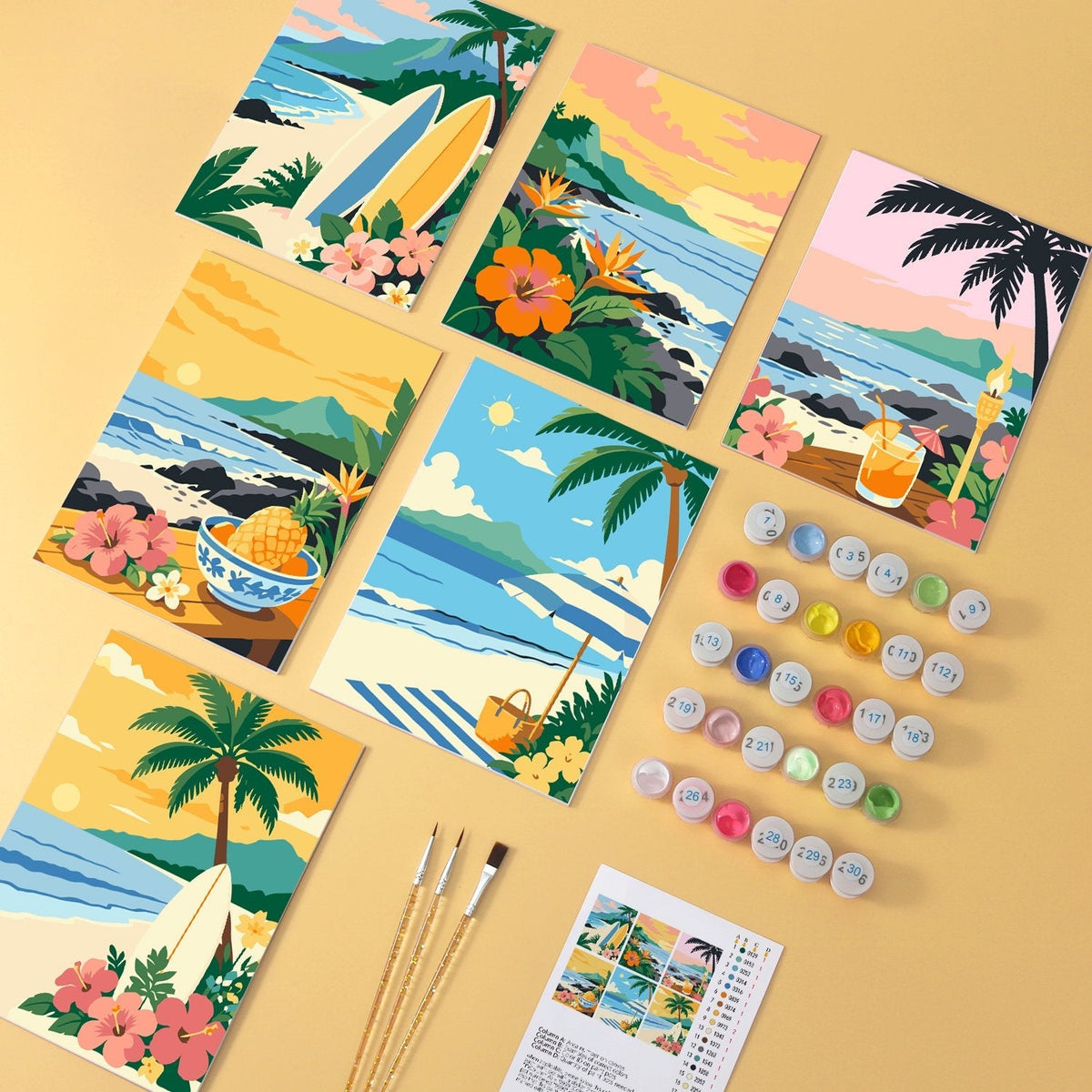 Tropical Shores – Set of 6 Mini Paintings - Judy Paint