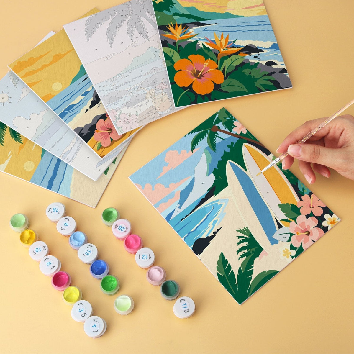 Tropical Shores – Set of 6 Mini Paintings - Judy Paint
