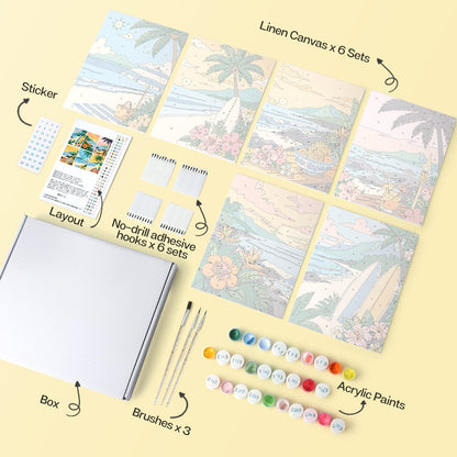 Tropical Shores – Set of 6 Mini Paintings - Judy Paint