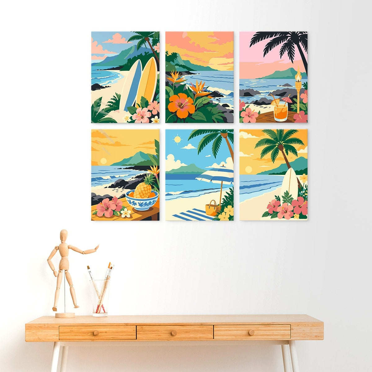 Tropical Shores – Set of 6 Mini Paintings - Judy Paint
