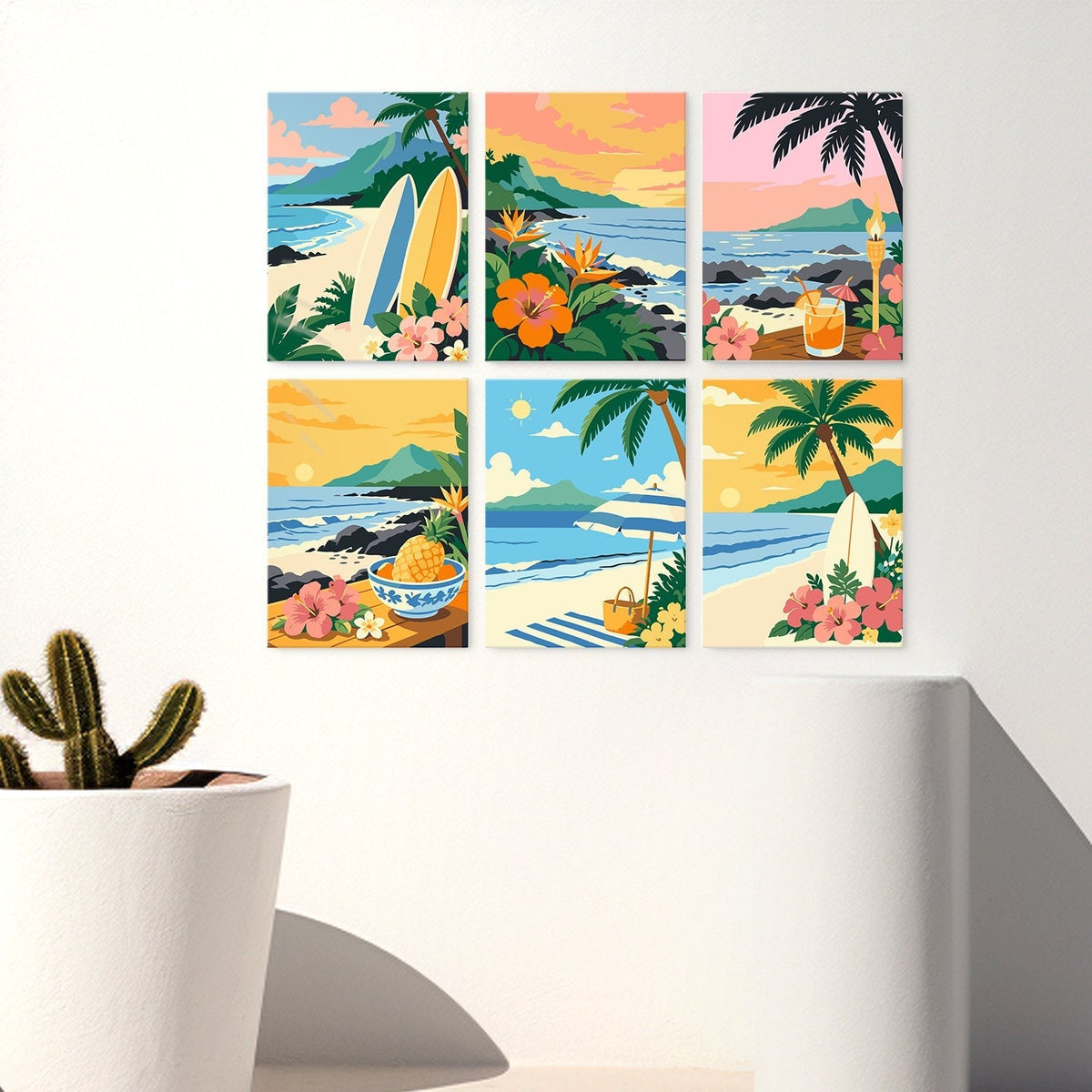 Tropical Shores – Set of 6 Mini Paintings - Judy Paint