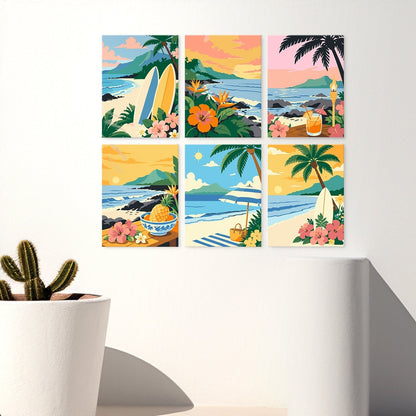 Tropical Shores – Set of 6 Mini Paintings - Judy Paint
