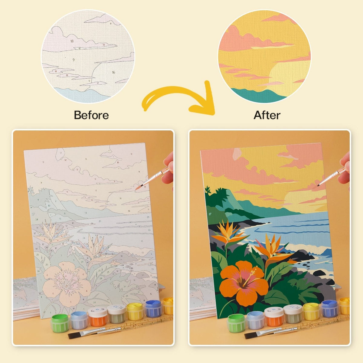 Tropical Shores – Set of 6 Mini Paintings - Judy Paint