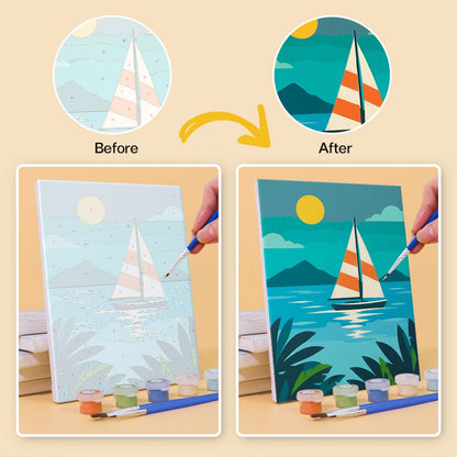Before and after painting by numbers