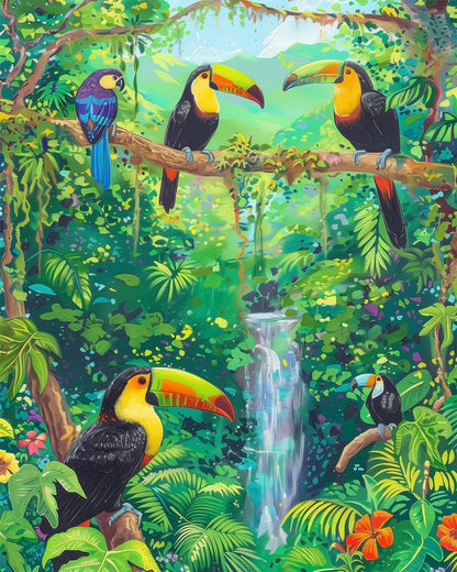 Tropical Toucans and Parrot - Judy Paint
