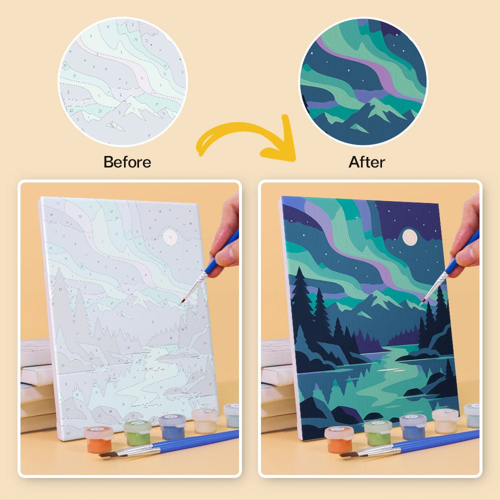 Before and after painting by numbers