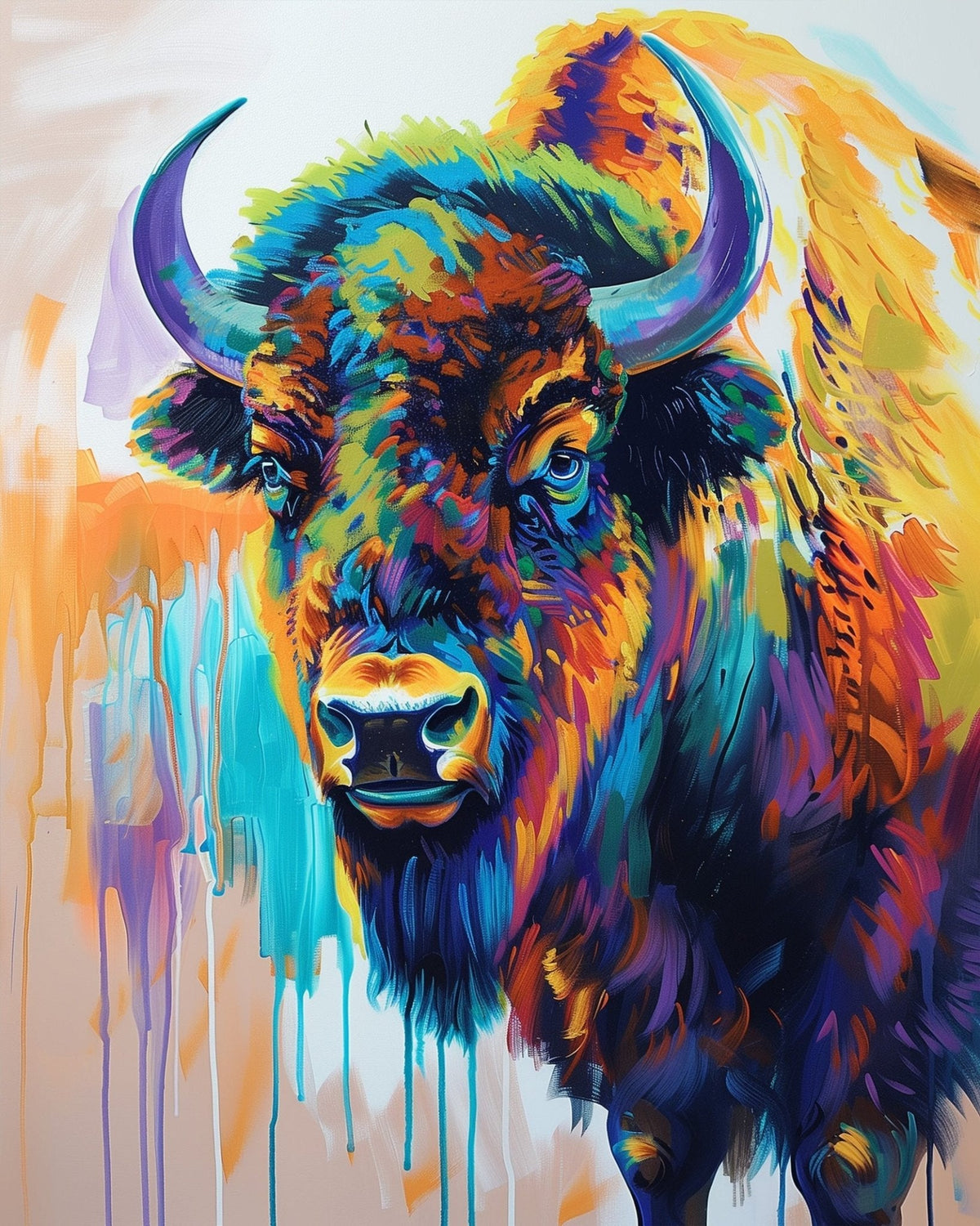 Vibrant Bison Portrait - USA - Judy Paint