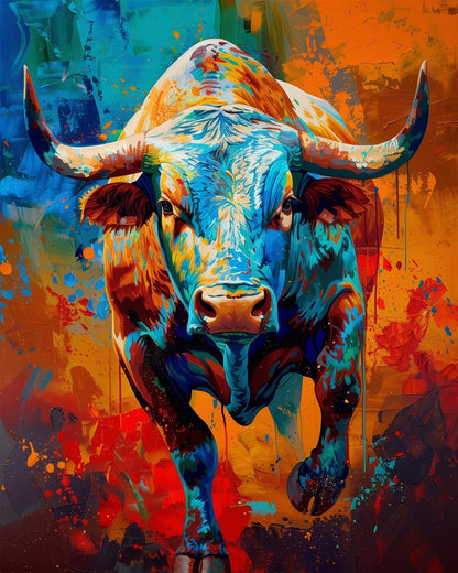 Vibrant Bull - Abstract Animals - Judy Paint