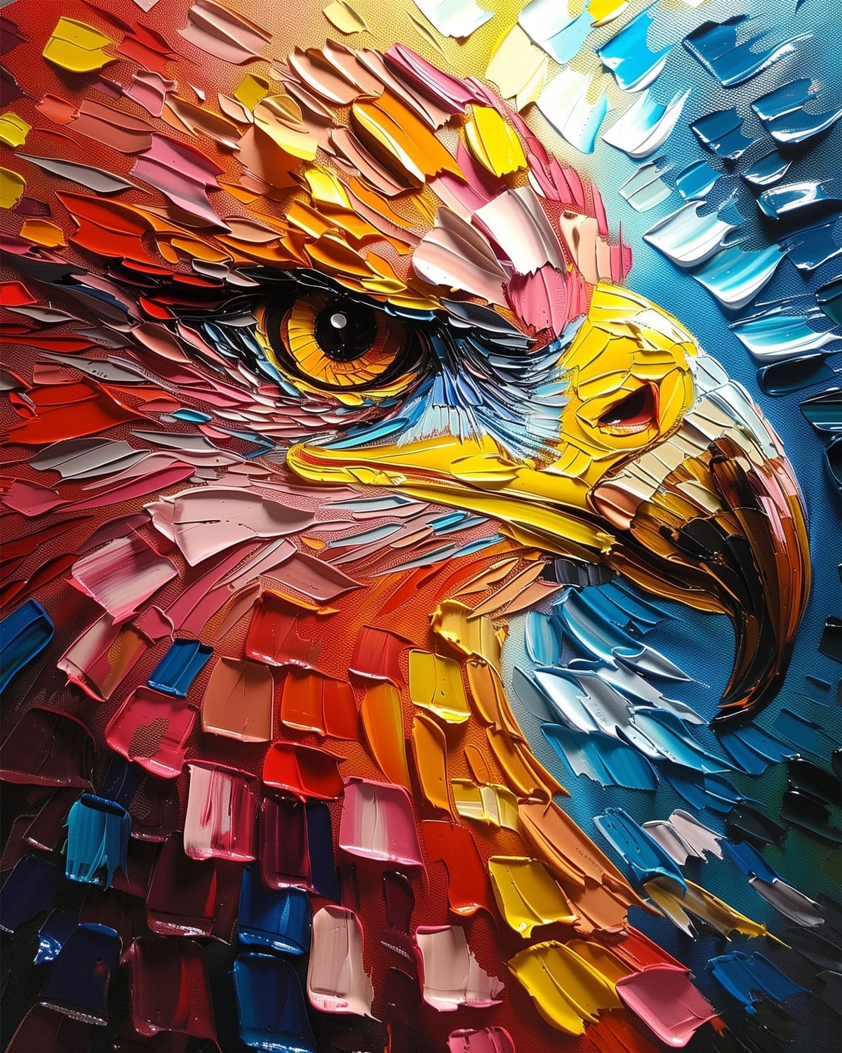 Vibrant Eagle in Flight - Abstract Animals - Judy Paint