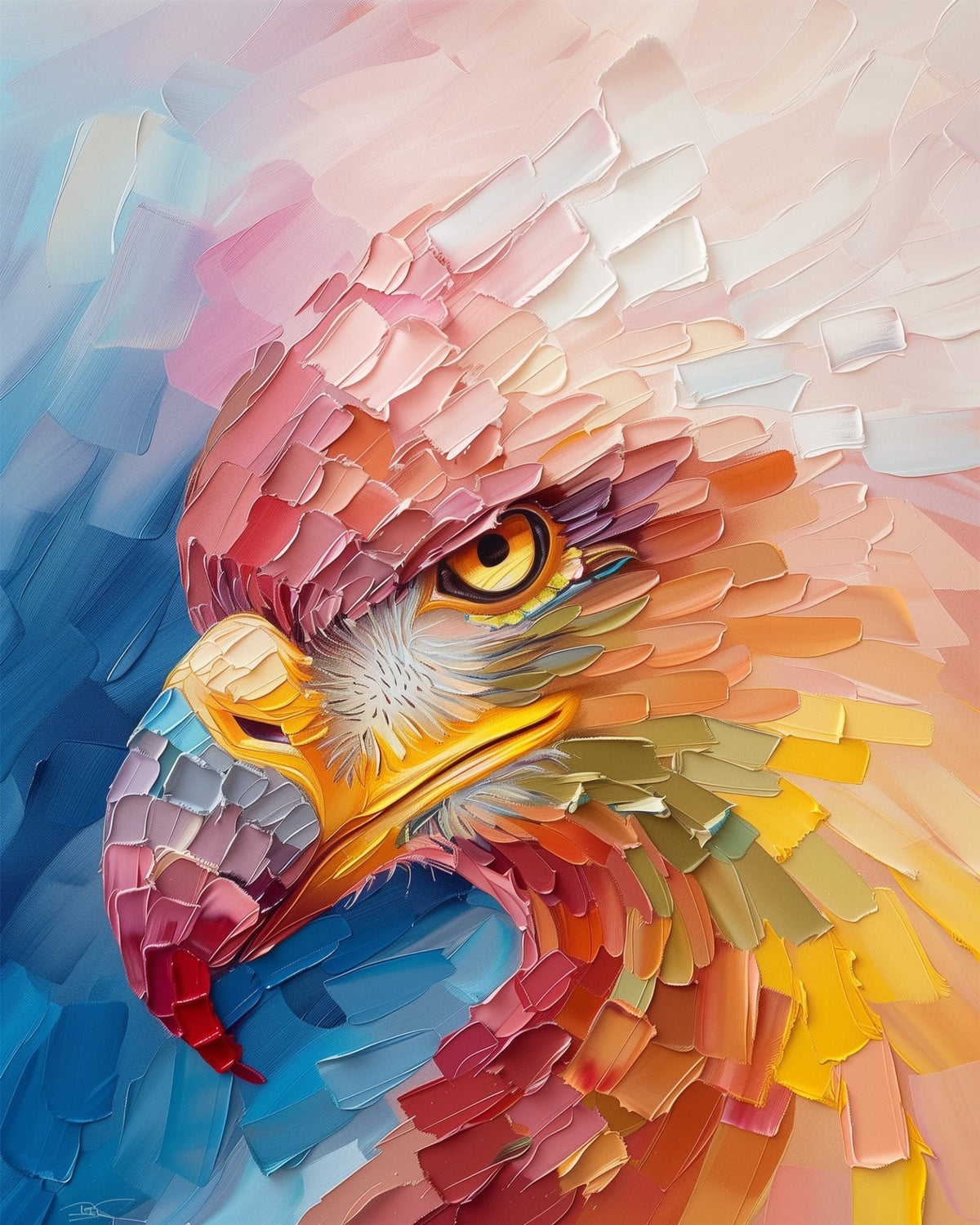 Vibrant Eagle Profile - Abstract Animals - Judy Paint