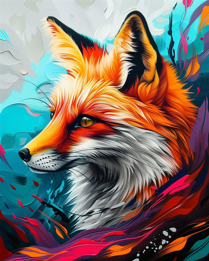 Vibrant Fox Portrait - Abstract Animals - Judy Paint