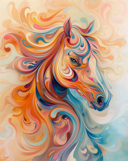 Vibrant Horse Swirls - Abstract Animals - Judy Paint