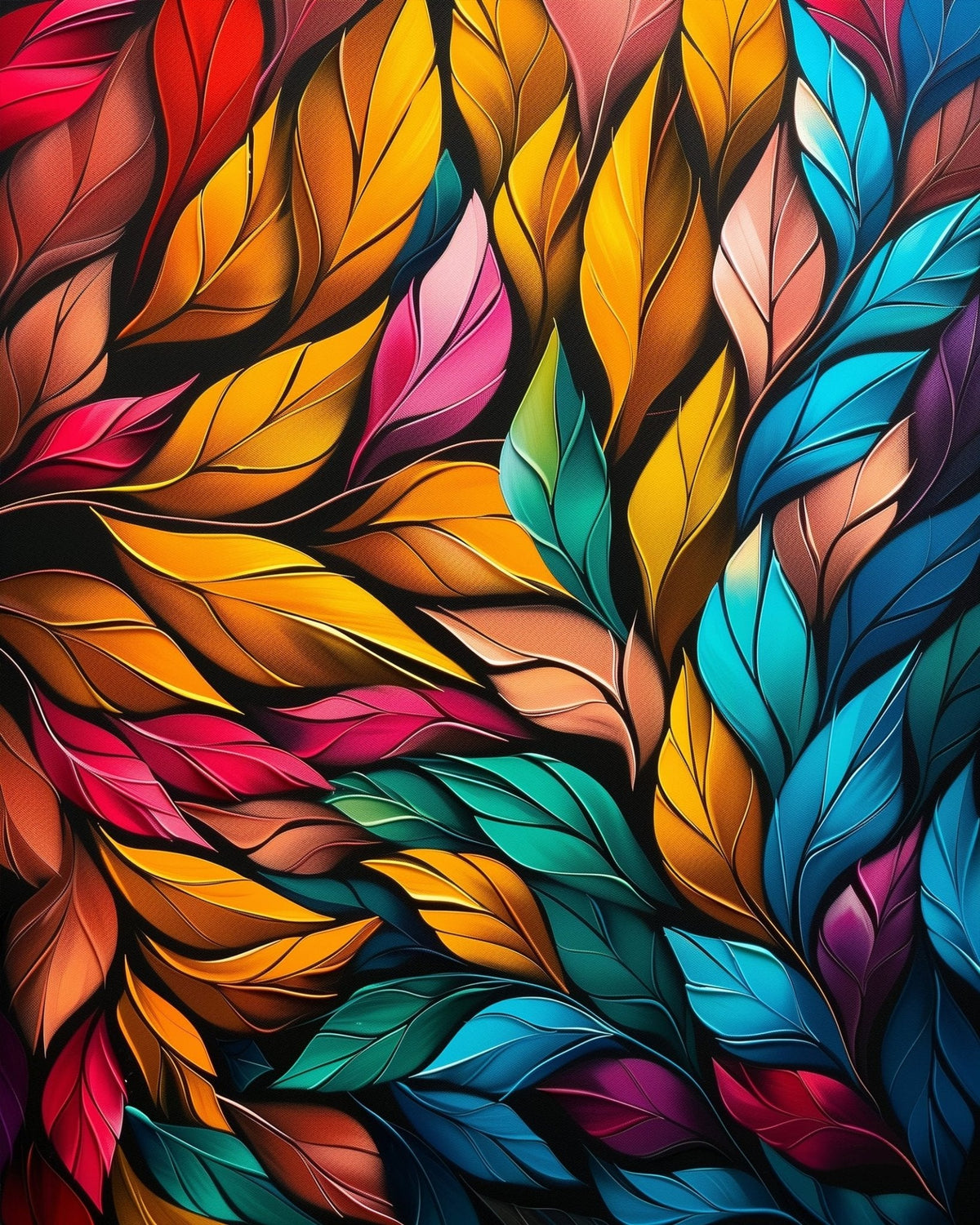 Vibrant Leaf Harmony - Meditation - Judy Paint