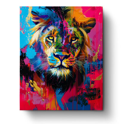 Vibrant Lion Portrait - Abstract Animals - Judy Paint