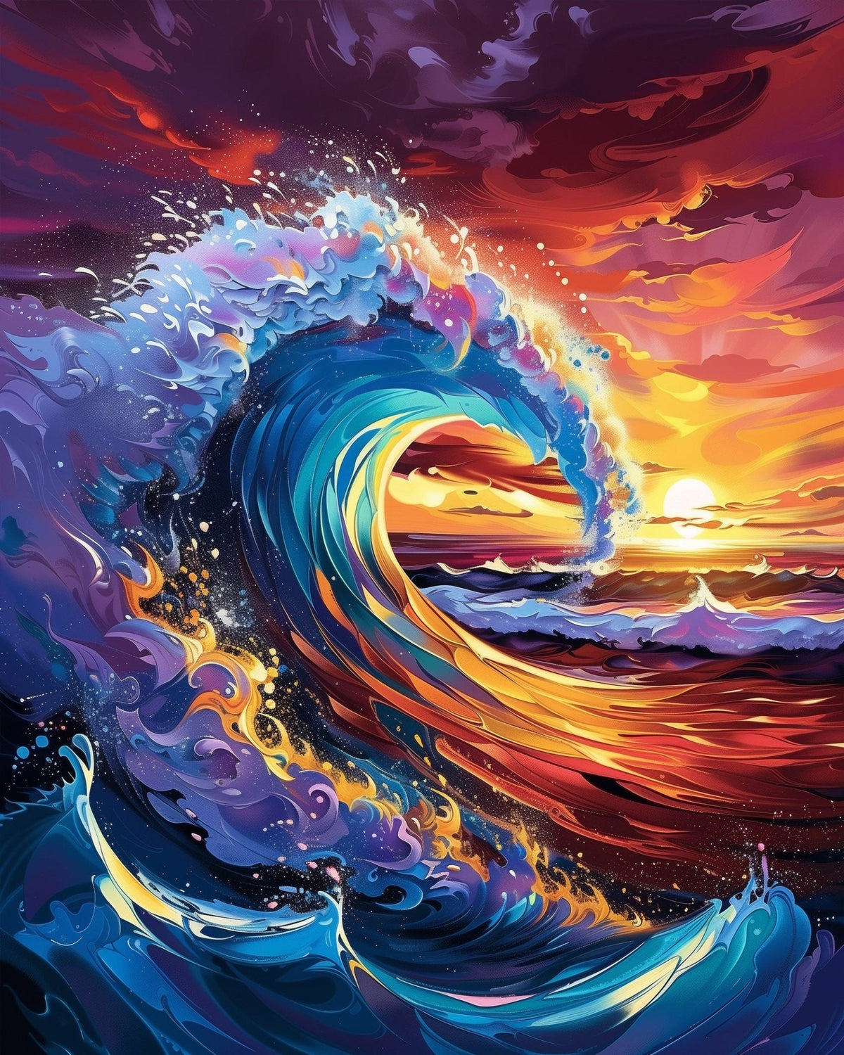 Vibrant Ocean Wave - Sea Landscape - Judy Paint