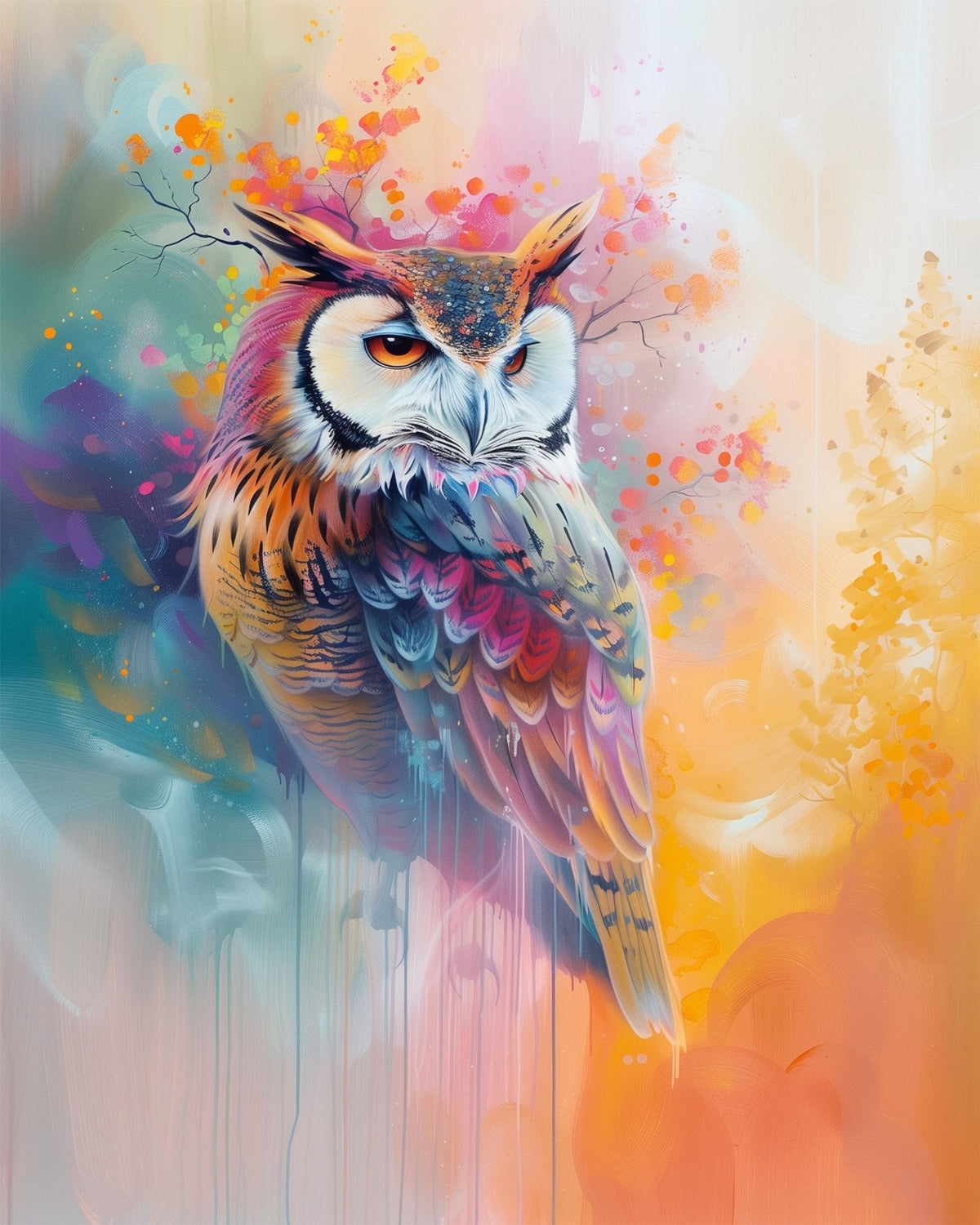 Vibrant Owl - Abstract Animals - Judy Paint