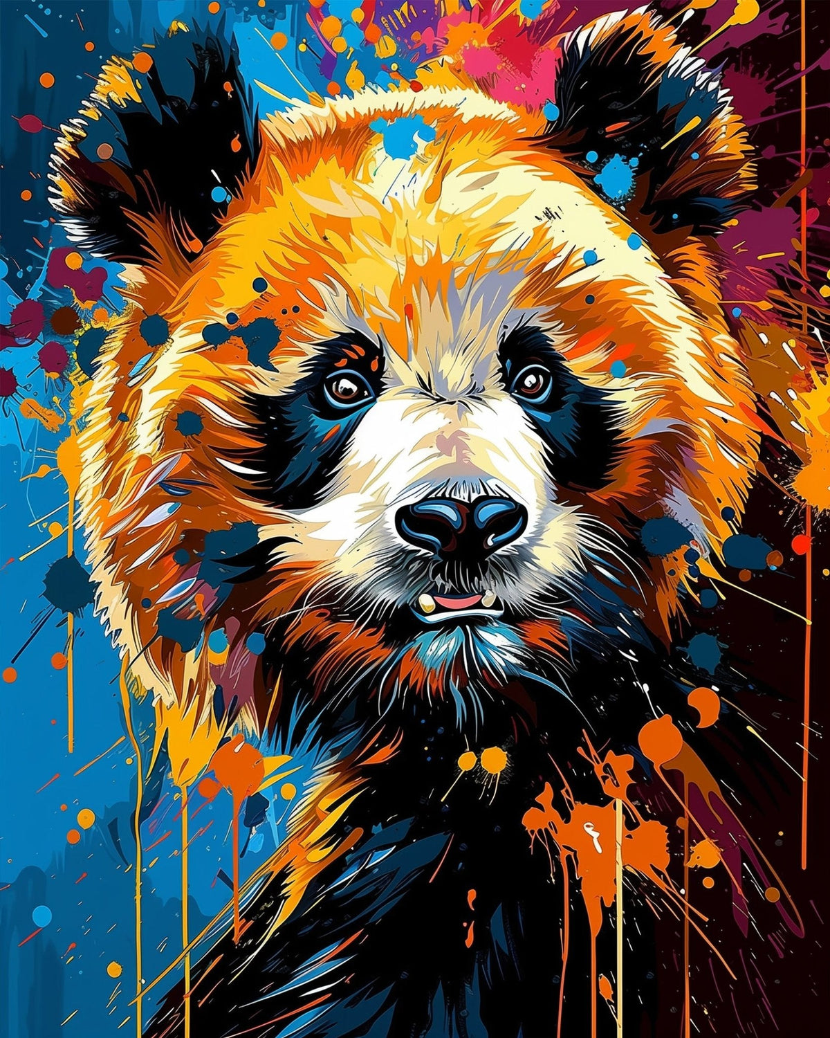Vibrant Panda Portrait - Abstract Animals - Judy Paint