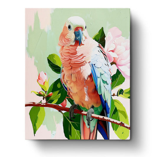 Vibrant Parrot on Branch - Abstract Animals - Judy Paint