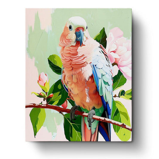 Vibrant Parrot on Branch - Abstract Animals - Judy Paint
