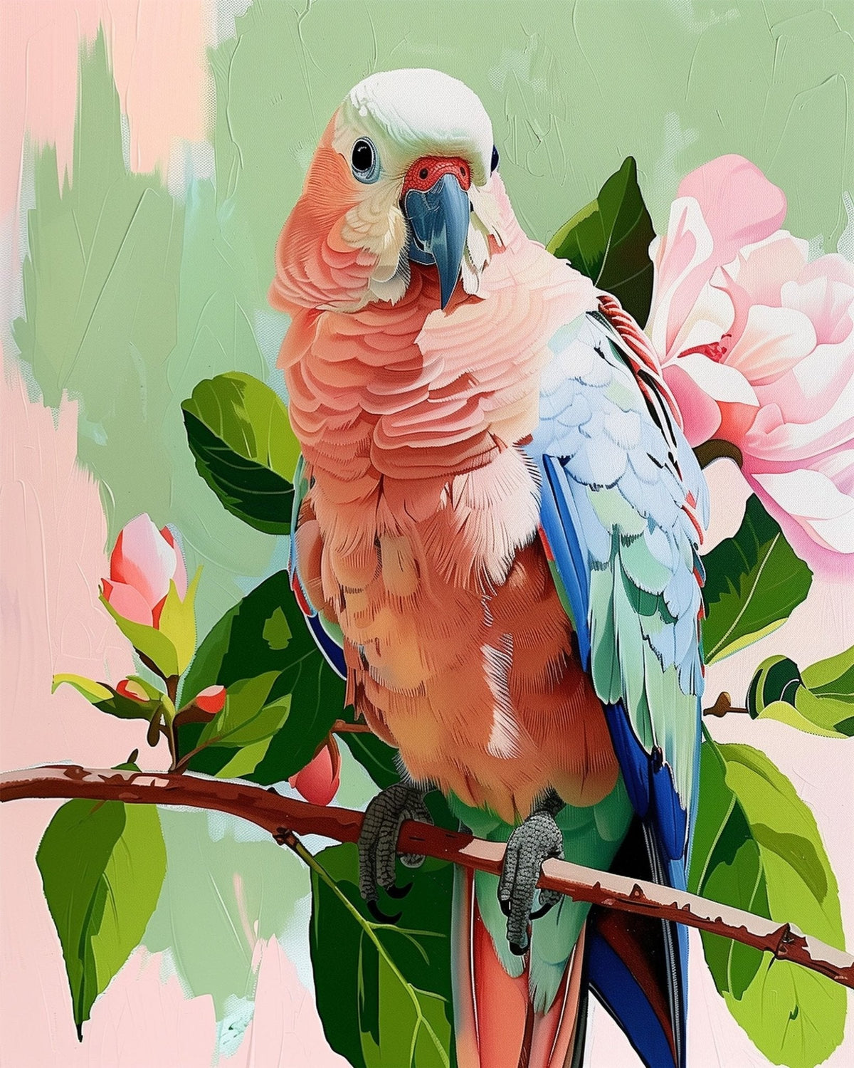 Vibrant Parrot on Branch - Abstract Animals - Judy Paint