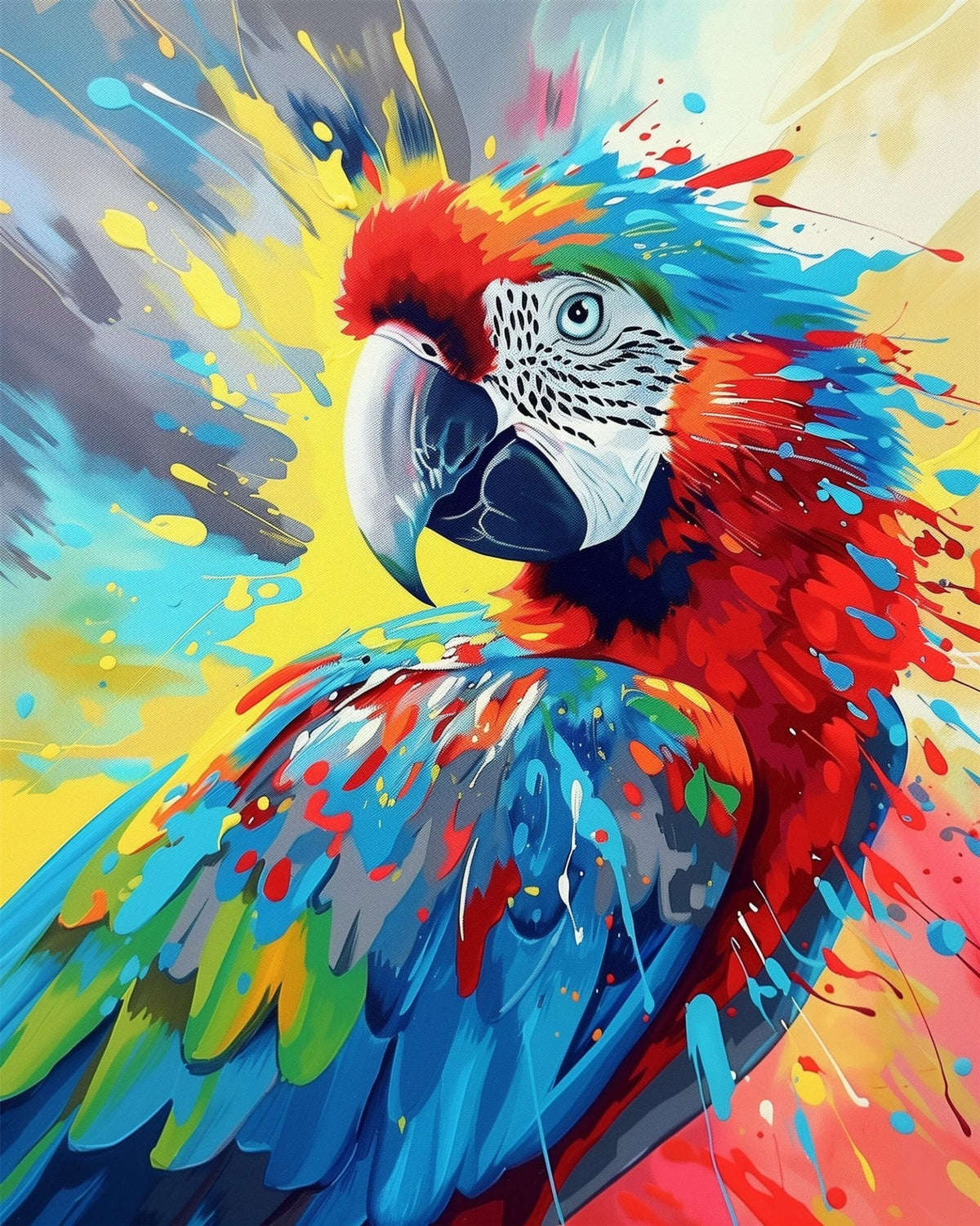 Vibrant Parrot Splash - Abstract Animals - Judy Paint