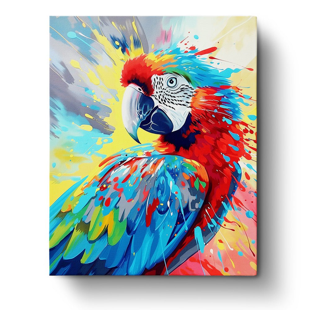 Vibrant Parrot Splash - Abstract Animals - Judy Paint