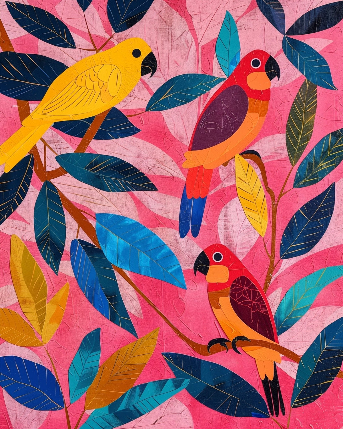 Vibrant Parrots - Abstract Animals - Judy Paint