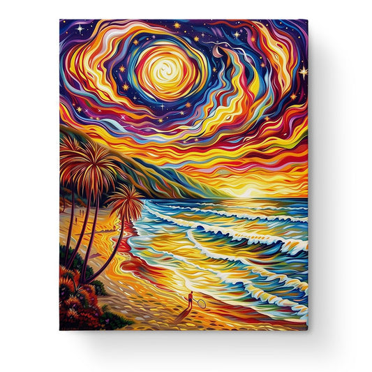 Vibrant Starry Beach - Sea Landscape - Judy Paint