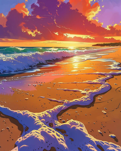Vibrant Sunset Serenity - Sea Landscape - Judy Paint